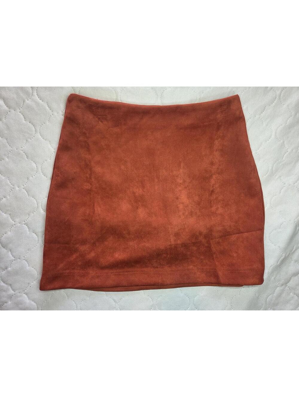 Pink Lily Rust Suede Mini Skirt - small